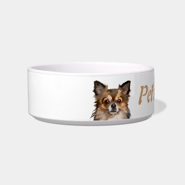 Écuelle Personnalisé Poméranien ou Chihuahua, Animal de co (Gauche)