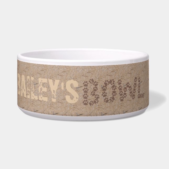 Écuelle Personnalisé Rustic Paws (Devant)