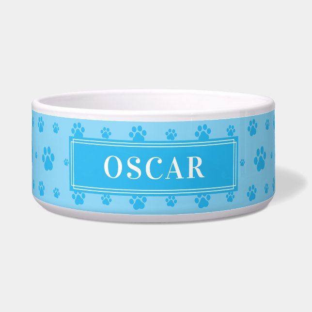 Écuelle Personnalisez votre nom de chien SkyBlue Paws Cera (Devant)