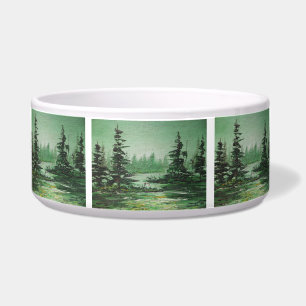Écuelle Pet Bowl Ann Hayes Peinture Green Forest