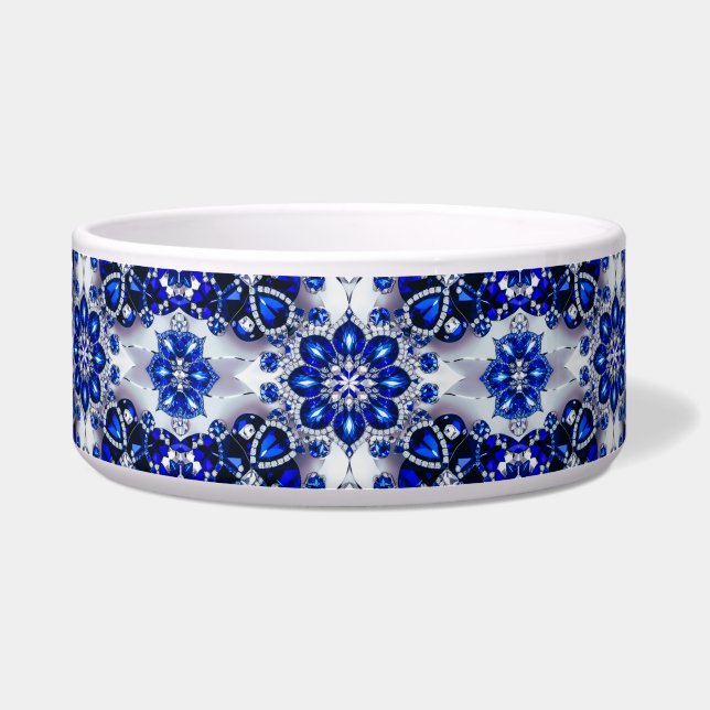 Écuelle Pet Bowl avec Bleu Blanc Couleurs Résumé Design (Devant)