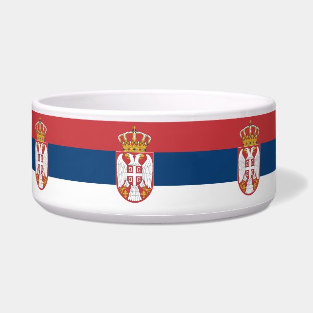 Écuelle Pet Bowl avec drapeau de Serbie (Devant)