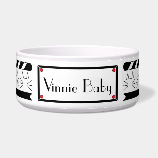 Écuelle Pet Bowl Grand noir/blanc "FEED ME HANGRY" (Devant)