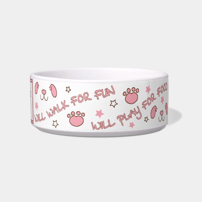 Écuelle Pet DOG Medium Bowl "Will Walk for Fun" (Droite)