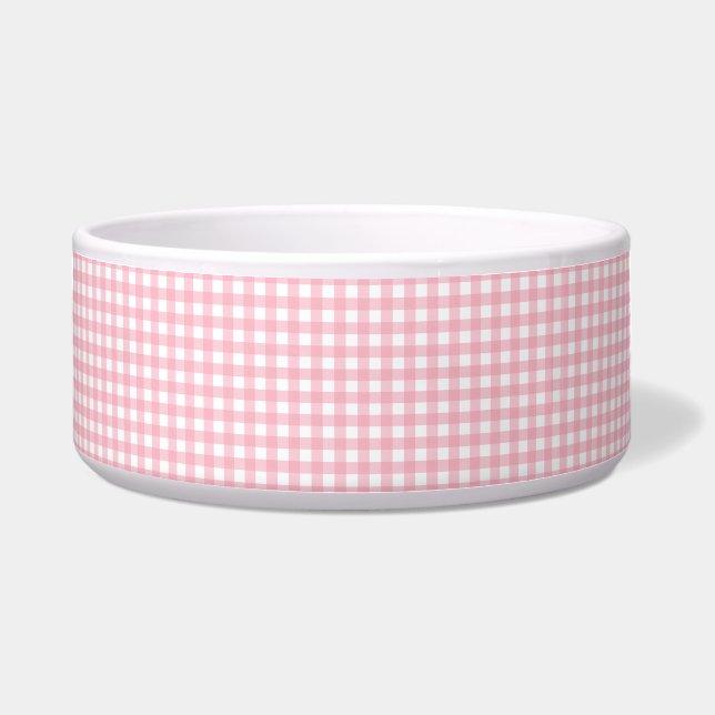 Écuelle Pet en tableau rose et blanc (Devant)