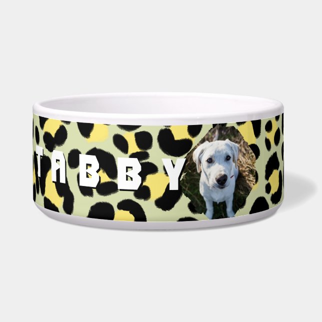 Écuelle Photo personnalisée Leopard Yellow Black (Devant)