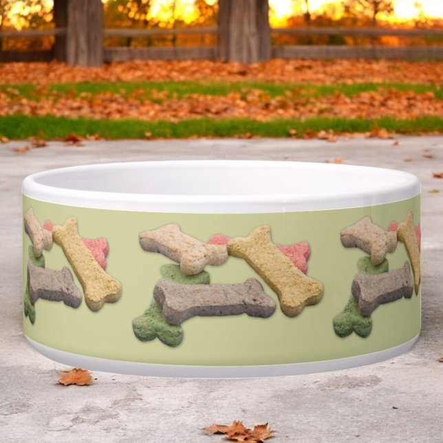 Écuelle Photographie de traitement du chien multicolore (design runs around the entire bowl)