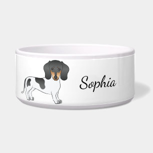 Écuelle Piebald Noir Et Tan Cheveux Courte Dachshund & Nom