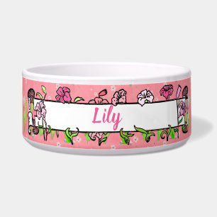 Écuelle Pink Lilies Pink White Green Ajouter votre nom d'a