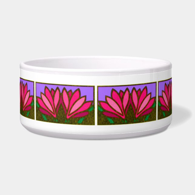 Écuelle Pink Lily Motif en céramique bol de chien (Devant)
