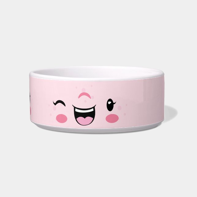 Écuelle Pink Winking Kawaii Face Dog Bowl (Droite)