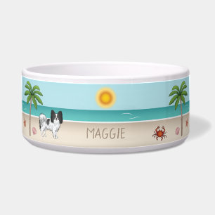 Écuelle Plage Tropicale d'été de Chien de Papillon noir et
