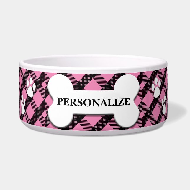 Écuelle Plaid Joli rose - Pet Bowl (Devant)