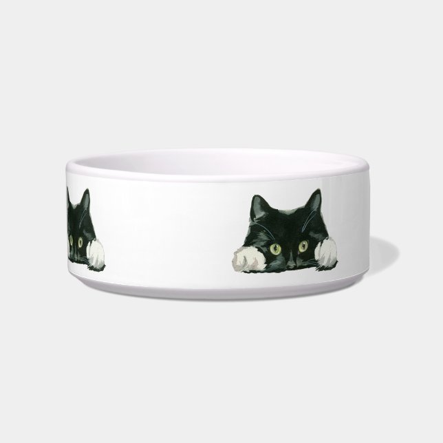 Écuelle plat noir et blanc de bol d'aliment pour animaux (Devant)