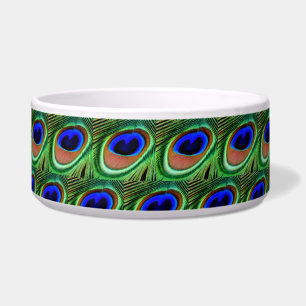 Écuelle Plumes de paon bleu et vert