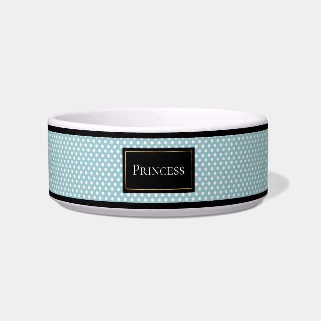 Écuelle Pointe Aqua et White Polka personnalisée (Devant)