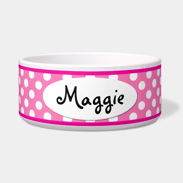 Écuelle Pointe rose Pot Personnalisé Petit Bowl Chien (Devant)