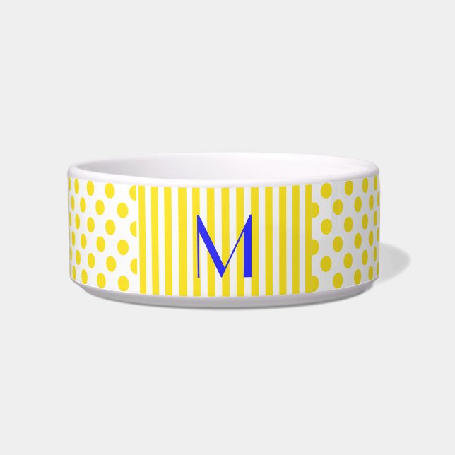 Écuelle Pois jaunes et rayures Monogramme pochette pour an (Devant)
