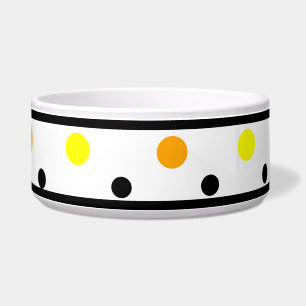 Écuelle Pois Orange Jaune Noir Pet Bowl