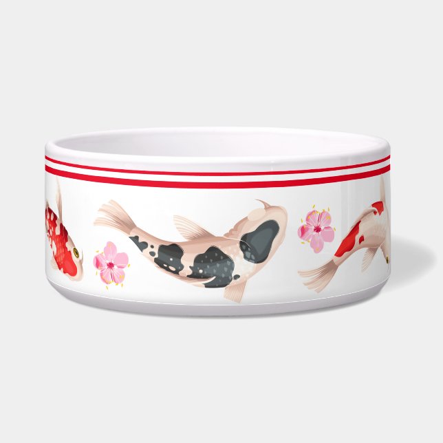 Écuelle POISSON japonais Floral KOI blanc et rouge (Droite)