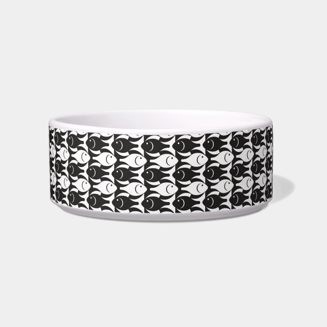 Écuelle Poisson moderne du milieu du siècle, noir et blanc (Gauche)