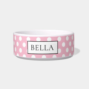 Écuelle Polkadot rose et blanc mignon personnalisé