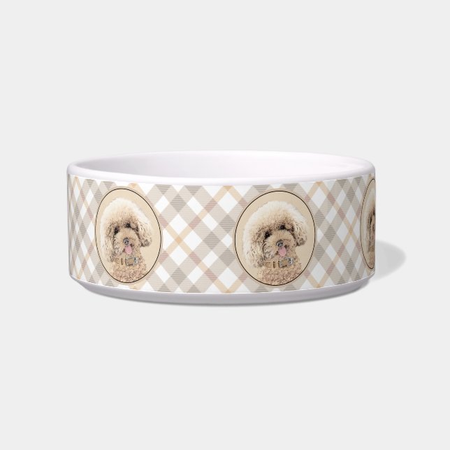 Écuelle Poodle Miniature Toy Apricot Crème Chien Brown Art (Gauche)