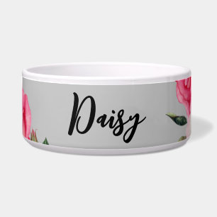 Écuelle Pour Animaux Vibrants Roses Blanches Rose Gris cla