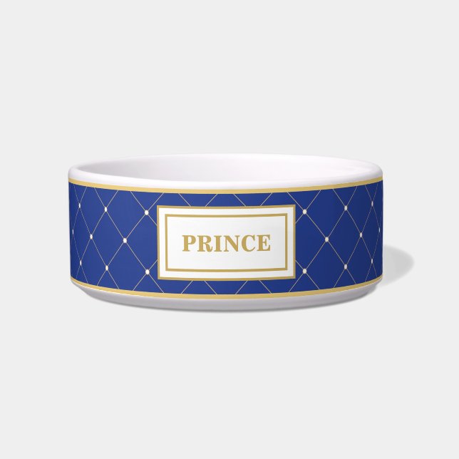 Écuelle Prince Cat Dog Pet d'or de bleu royal (Devant)