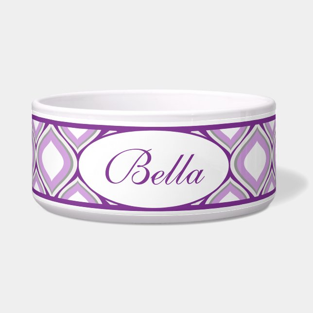 Écuelle Purple Ogee Personnalisé Ceramic Chien Bowl (Devant)