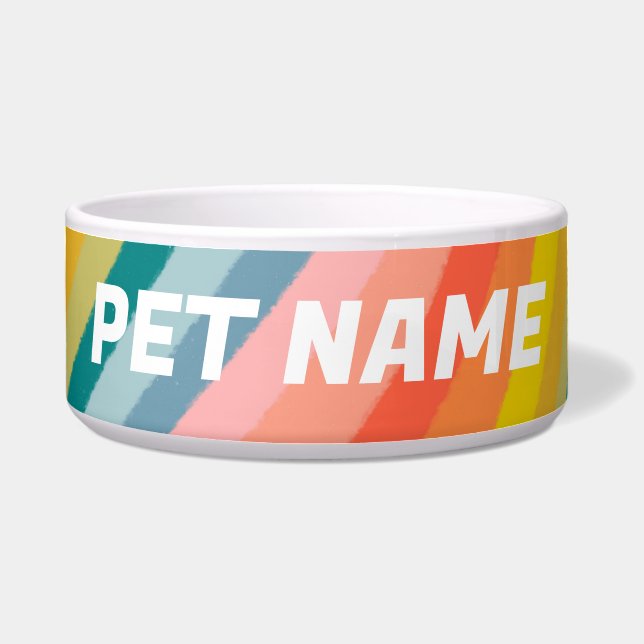 Écuelle Rainbow Stripes Customisé Chien Animaux de compagn (Devant)