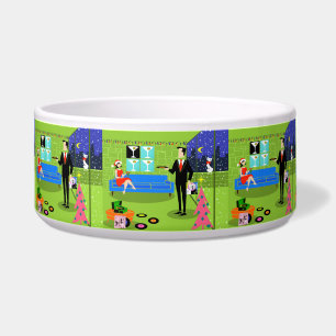 Écuelle Retro Urban Christmas Couple Pet Bowl