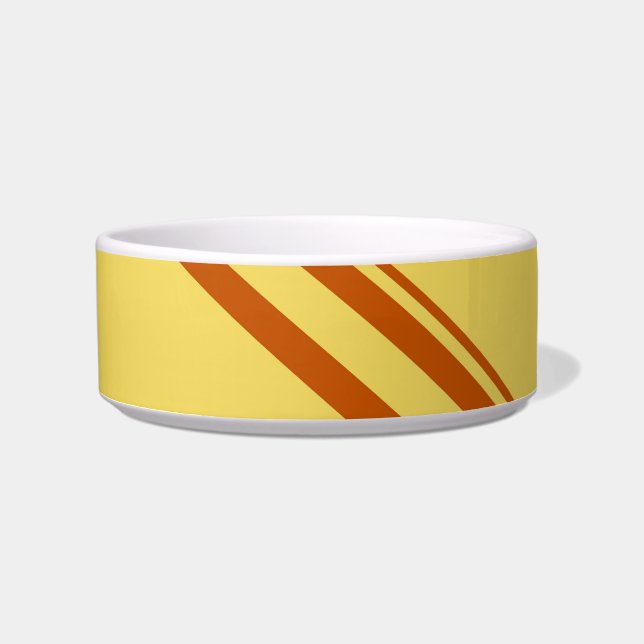 Écuelle Retro Yellow Brown Stripes Motif Pet Bowl (Devant)