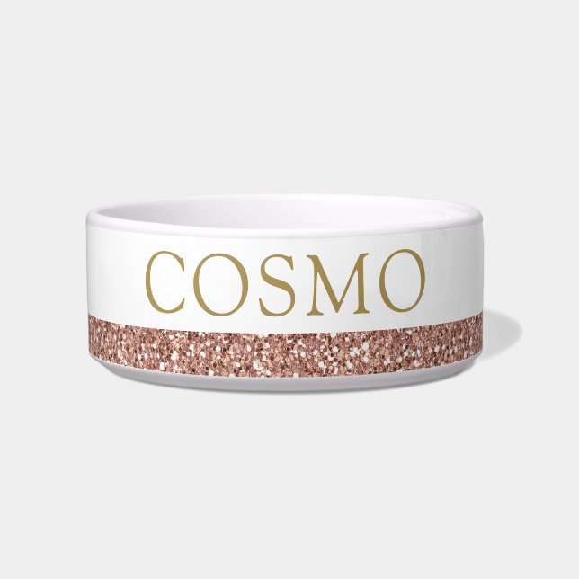 Écuelle Rose Gold Parties scintillant Pink Sparkle Name Pe (Devant)