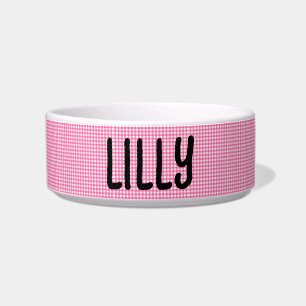 ÉCUELLE ROSE PERSONNALISÉE EN VICHY PET CAT OU CHIEN BOWL