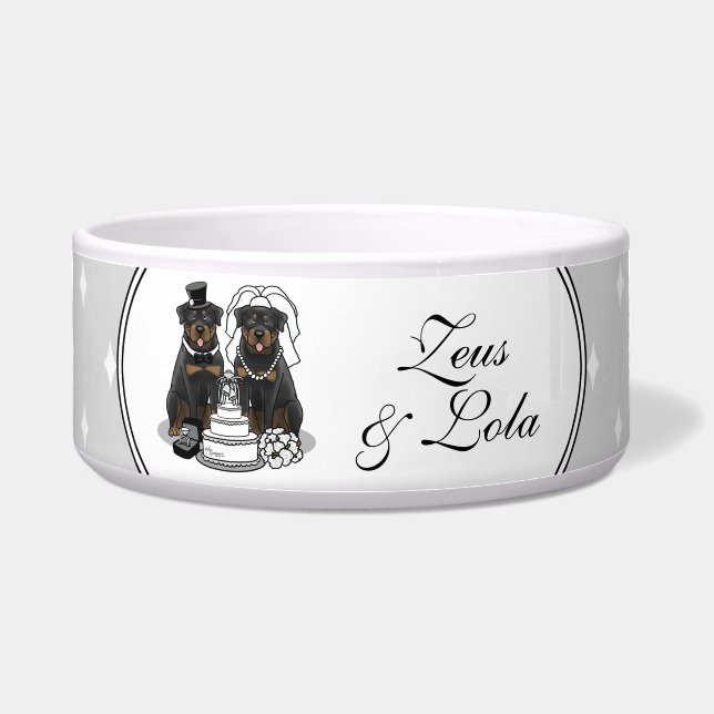 Écuelle Rottweilers de mariage Chiens de mariée et de mari (Devant)