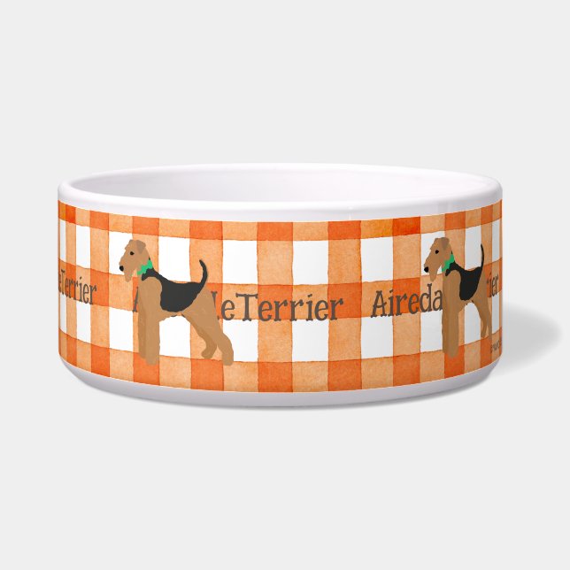 Écuelle Roy Mocchi Bruno♥ Pet Bowl Orange Airedale Terrier (Droite)