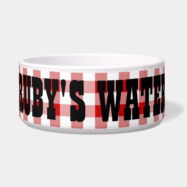 Écuelle Ruby's Diner Chien's Nom Red & White Checks Bowl (Devant)