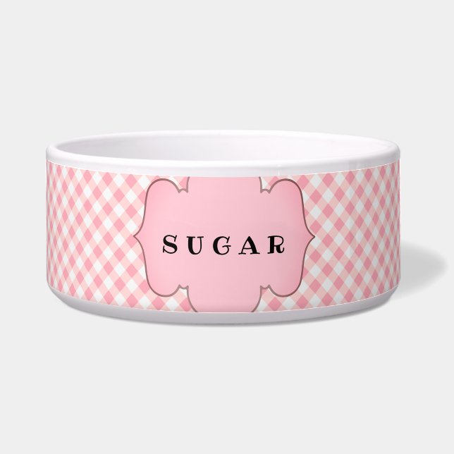 Écuelle Rustique Pink Plaid Chien personnalisé (Devant)
