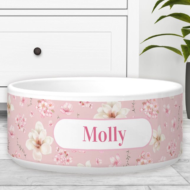 Écuelle Sakura Floral Motif Printemps Nom Pink Pet Bowl (Sakura Floral Pattern Spring Name Pink Pet Bowl)