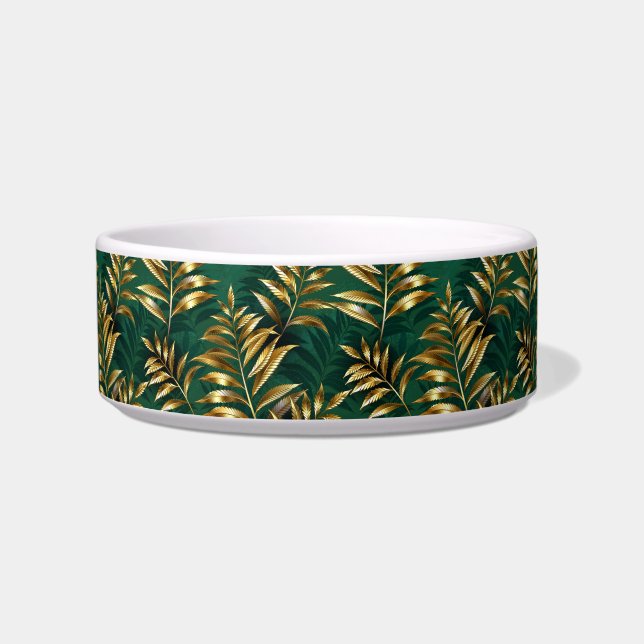 Écuelle Seamless pattern with golden ferns (Devant)