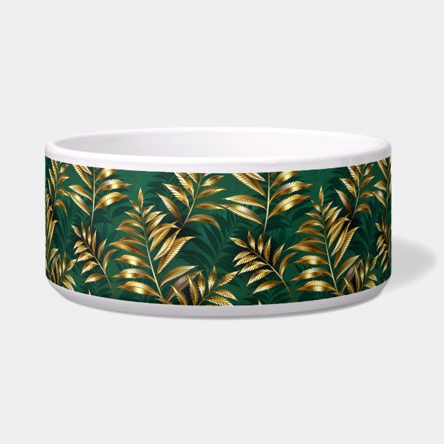 Écuelle Seamless pattern with golden ferns (Devant)