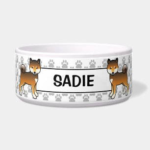 Écuelle Sesame rouge Shiba Inu mignon chien avec le nom de