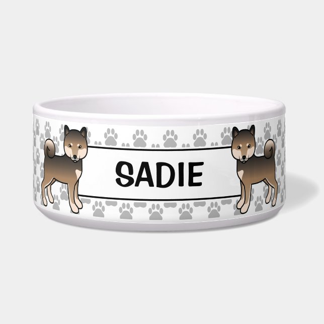 Écuelle Sesame Shiba Inu mignon chien avec nom de animal (Devant)