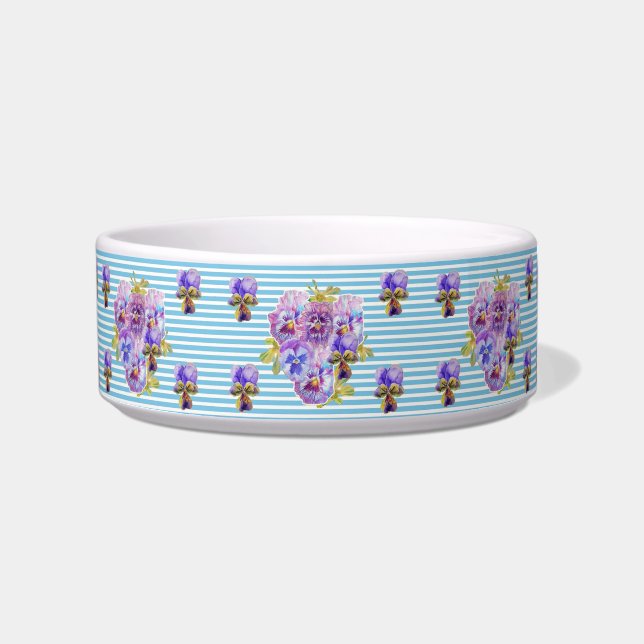 Écuelle Shabby Chic Fleurs de Pansy Bleu Fleur de Bande Pe (Devant)