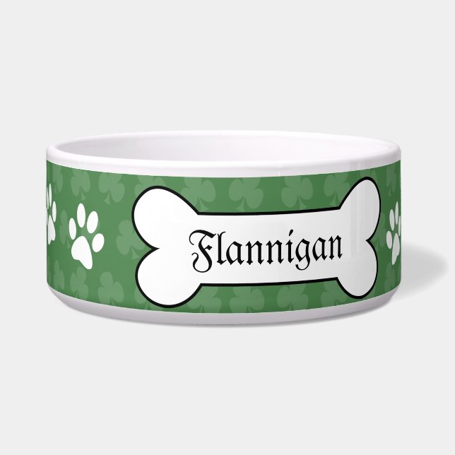 Écuelle Shamrock Irlandais Clover Customisé animal de comp (Devant)