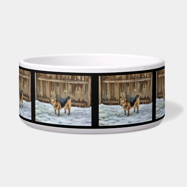 Écuelle Shepheard Allemand Dans La Neige Moyen Pet Bowl (Devant)