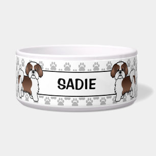 Écuelle Shih Tzu foie et blanc Chien mignon avec des patte