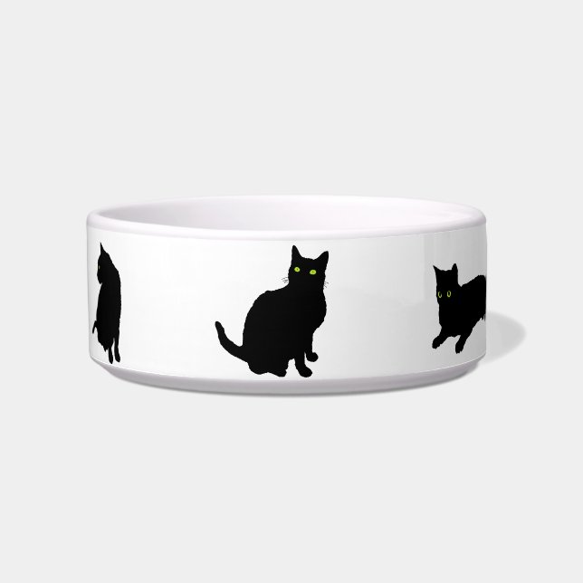 Écuelle Six chats noirs votre nom d'animaux familiers (Devant)