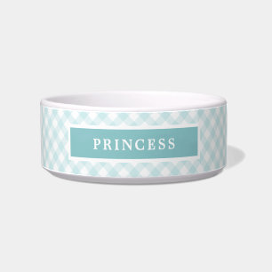 Écuelle Sky Blue En vichy Plaid Chien personnalisé